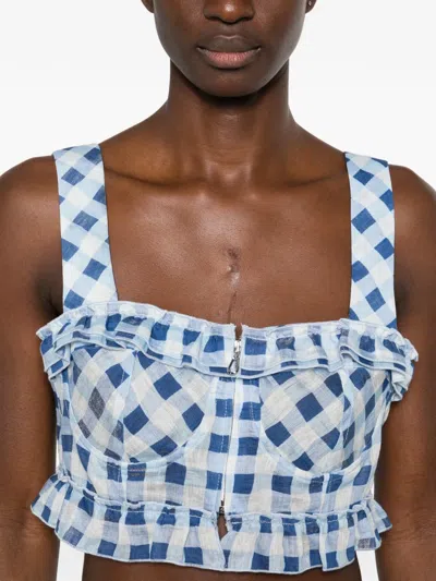 Sandro Check-pattern Top In Blue