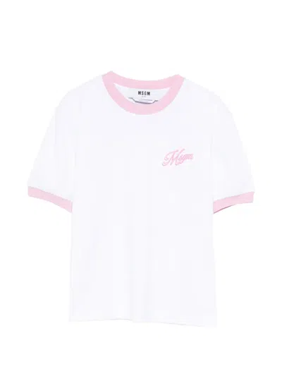 Msgm Embroidery T-shirt In White