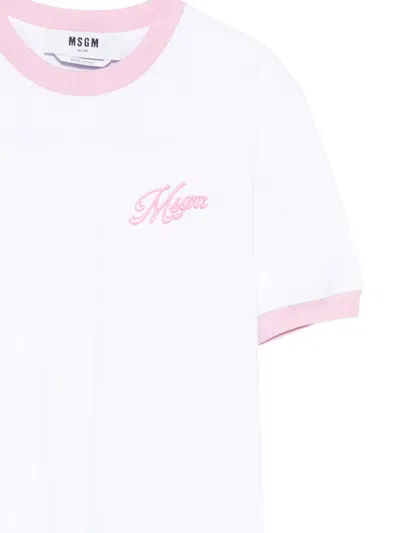 Msgm Embroidery T-shirt In White