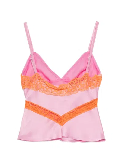 Msgm Lace Top In Pink