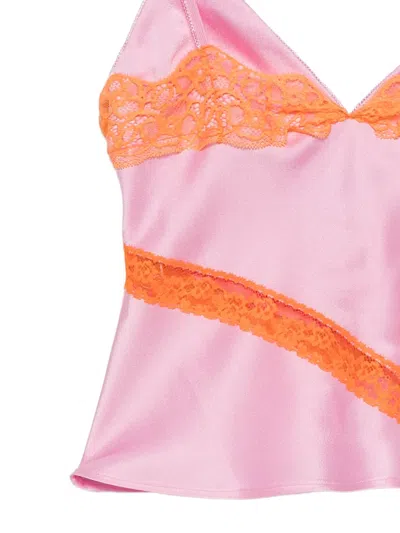 Msgm Lace Top In Pink