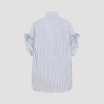 Balenciaga Women White Shirt With Button-down Collar Striped Motif And Front Pocket In Cotton Woman In Multi