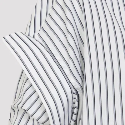 Balenciaga Women White Shirt With Button-down Collar Striped Motif And Front Pocket In Cotton Woman In Multi