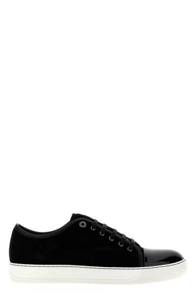 Lanvin Low-top Sneakers With Glossy Patent Toe Cap And Suede Upper In Multi