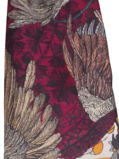 Sabina Savage Leopard-pattern Bird-print Scarf In Multi