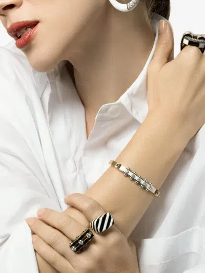 David Webb Striped Ring In Gold