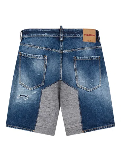 Dsquared2 Medium Ripped Wash Hybrid Shorts In Blue