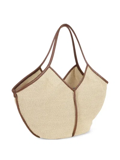 Hereu Calella Raffia Tote Contrast Trim Handles In Neutral
