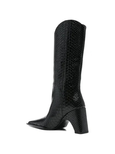 Coperni Black Python Embossed Bridge Cowboy Boots In Black