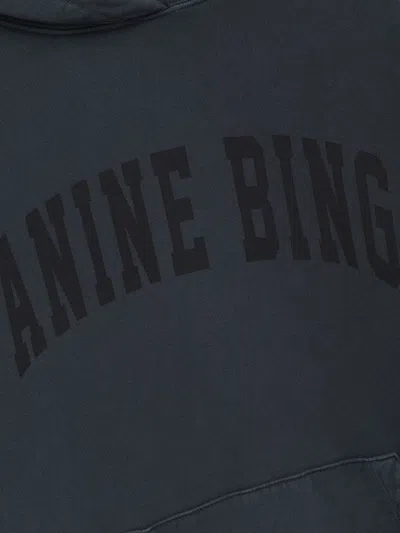 Anine Bing Oversized Grey Sweatshirt With Bold Branding And Relaxed Fit In Black