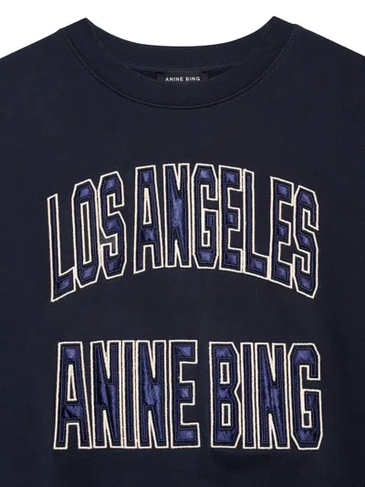 Anine Bing Womens Vintage Black Harry Logo-embroidered Cotton Sweatshirt In Blue