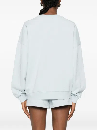 Anine Bing Light Blue Crewneck Embroidery Logo Sweatshirt