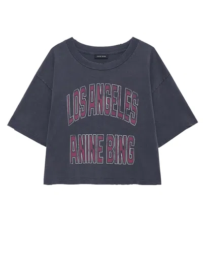 Anine Bing Black Washed Cropped Johnny T-shirt Women In Gray