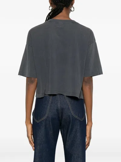 Anine Bing Black Washed Cropped Johnny T-shirt Women In Gray