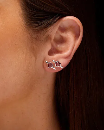 Maria Nilsdotter Pierced Heart Ear Stud In Silver