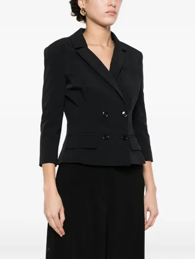 Elisabetta Franchi Jacket In Stretch Technical Fabric With Belt In Blue