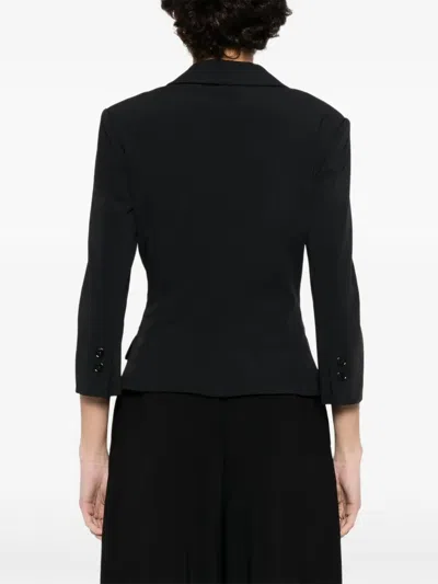 Elisabetta Franchi Jacket In Stretch Technical Fabric With Belt In Blue