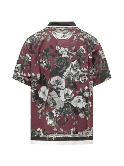 Dolce & Gabbana Bouquet Fiori Short Sleeve Notched Collar Shirt In Pink