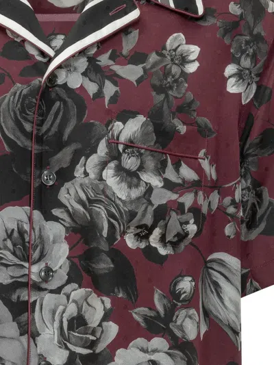 Dolce & Gabbana Bouquet Fiori Short Sleeve Notched Collar Shirt In Pink