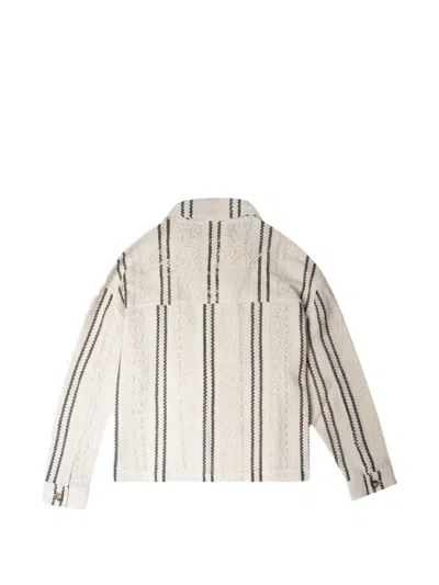 Only The Blind Striped Patch-pocket Jacket In Neutral