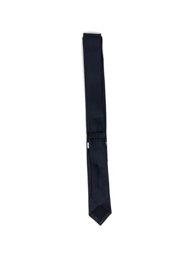 Thom Browne Icon Slim Tie Embroidered Detail In Black