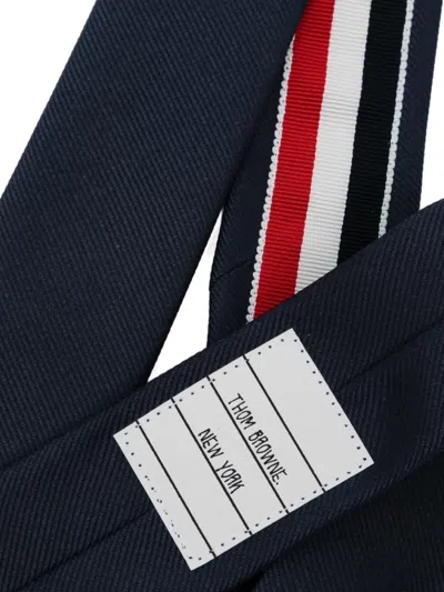 Thom Browne Icon Slim Tie Embroidered Detail In Black