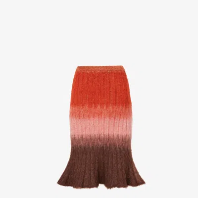 Fendi Gradient Mohair And Wool High-waisted Midi Skirt Clothing In Multi