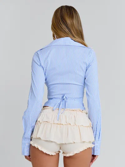 Outcast Alyissia Top Blue Stripe In Purple