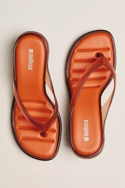 Melissa Jelly Kitten Heel Flip Flops Brown In Orange