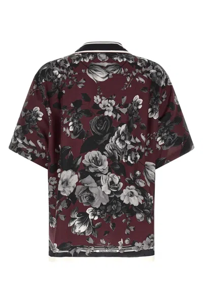 Dolce & Gabbana Bouquet Fiori Short Sleeve Notched Collar Shirt In Pink