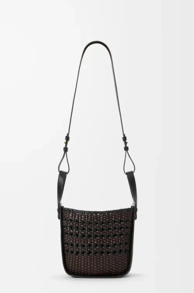 Loewe Compact Hammock Bag In Smooth Calfskin And Woven Nappa Calfskin In Black