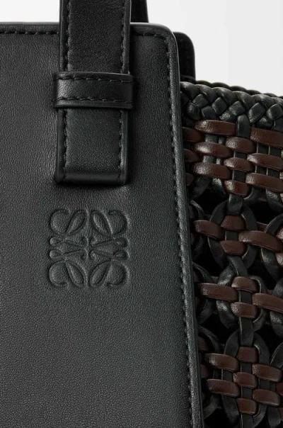 Loewe Compact Hammock Bag In Smooth Calfskin And Woven Nappa Calfskin In Black