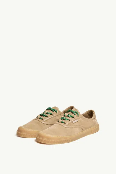 Moncler Lace-up Suede Sneakers With Leather Lining And 2.4 Cm Sole Height In Neutral