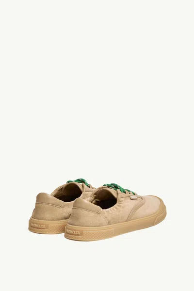 Moncler Lace-up Suede Sneakers With Leather Lining And 2.4 Cm Sole Height In Neutral