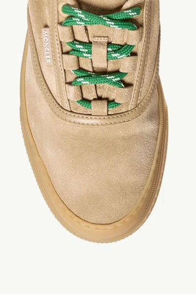Moncler Lace-up Suede Sneakers With Leather Lining And 2.4 Cm Sole Height In Neutral