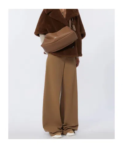 Max Mara Medium Leather Shoulder Bag In Brown