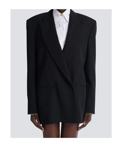 Balmain Grain-de-poudre Double-breasted Blazer In Black