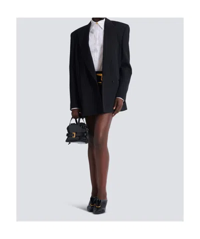 Balmain Grain-de-poudre Double-breasted Blazer In Black