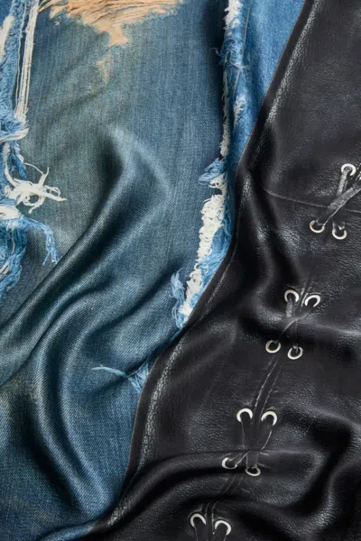 Acne Studios Printed Silk Scarf In Blue