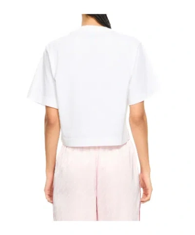 Off-white Floral Graphic Cropped Crew Neck Top In White