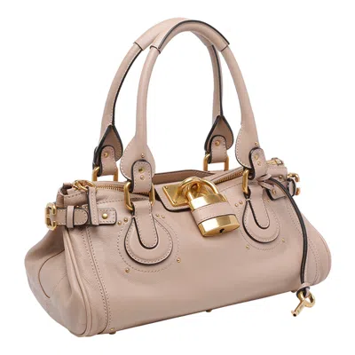 Chloé Paddington Pink Handbag With Two Top Handles And Padlock On The Front In Leather Woman In Purple