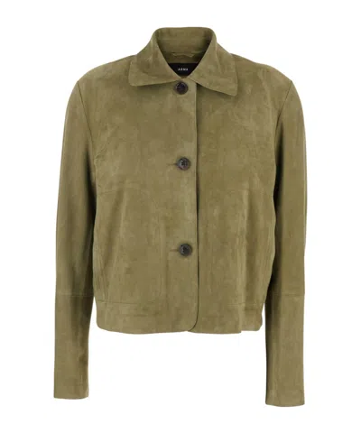 Arma Buttoned Leather Jacket In Green