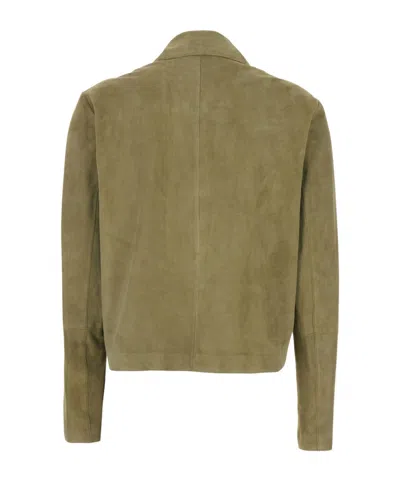 Arma Buttoned Leather Jacket In Green