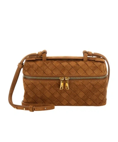 Bottega Veneta Women Bang Bang Leather Vanity-case With Intrecciato Motif In Brown