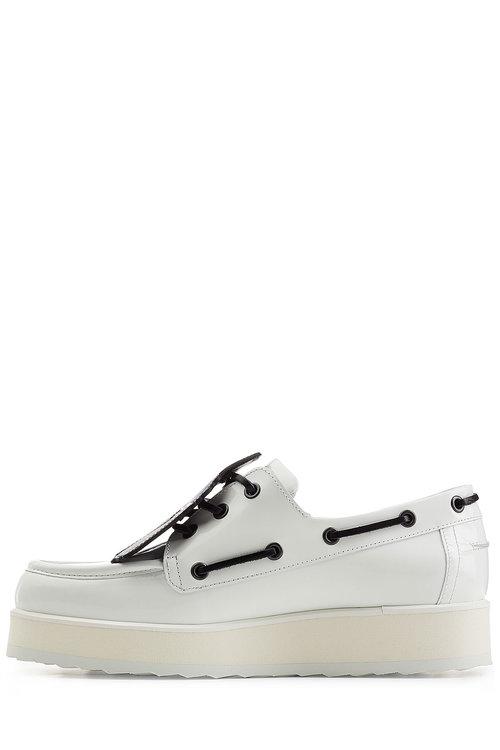 Pierre Hardy Knot Print Patent Leather Platform Loafers In White | ModeSens
