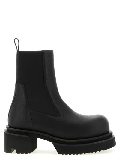 Rick Owens Chunky Sole Ankle Boots With Elastic Panels In Black
