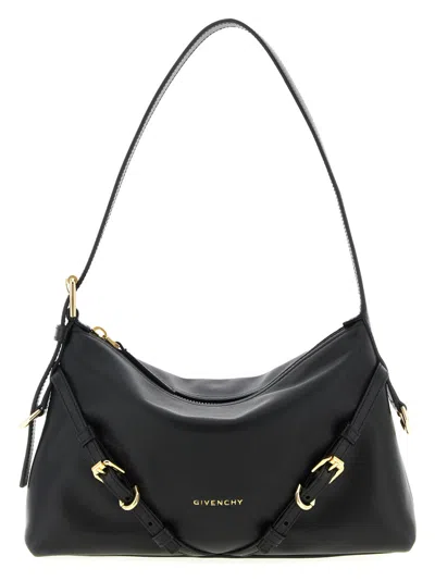 Givenchy Hammered Leather Shoulder Bag With Logo On The Front And Metal Details In Black