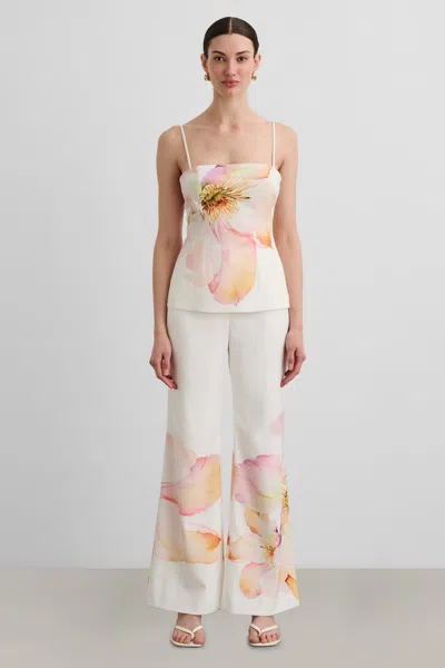 Toccin Gaiafloral Flared Trousers In White