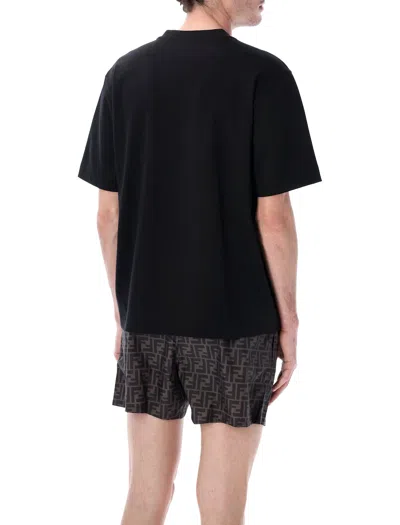 Fendi Cotton T Shirt Short Sleeves Crew Neck Graphic In Black