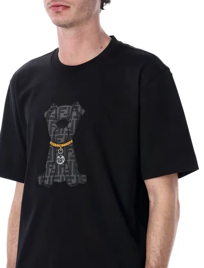 Fendi Cotton T Shirt Short Sleeves Crew Neck Graphic In Black